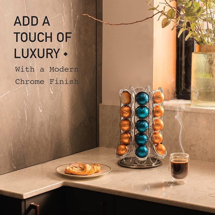 Peak Coffee Nespresso Vertuo Kaffee Kapselhalter - Kaffee Ständer mit extra Stauraum im Inneren für