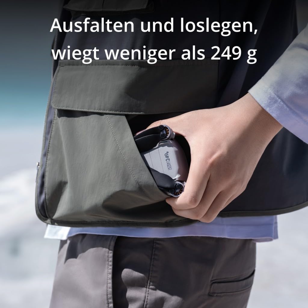 DJI Mini 3 Pro (ohne Fernsteuerung), leichte faltbare Kameradrohne mit 4K/60fps Video, 48 MP, 34 min