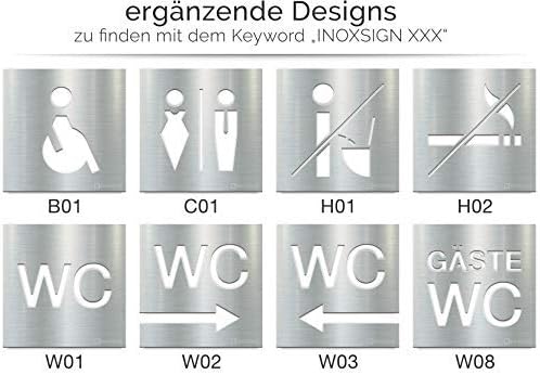Edelstahl WC-Schilder Set - selbstklebend & pflegeleicht - Design Toiletten-Schilder T-01-E