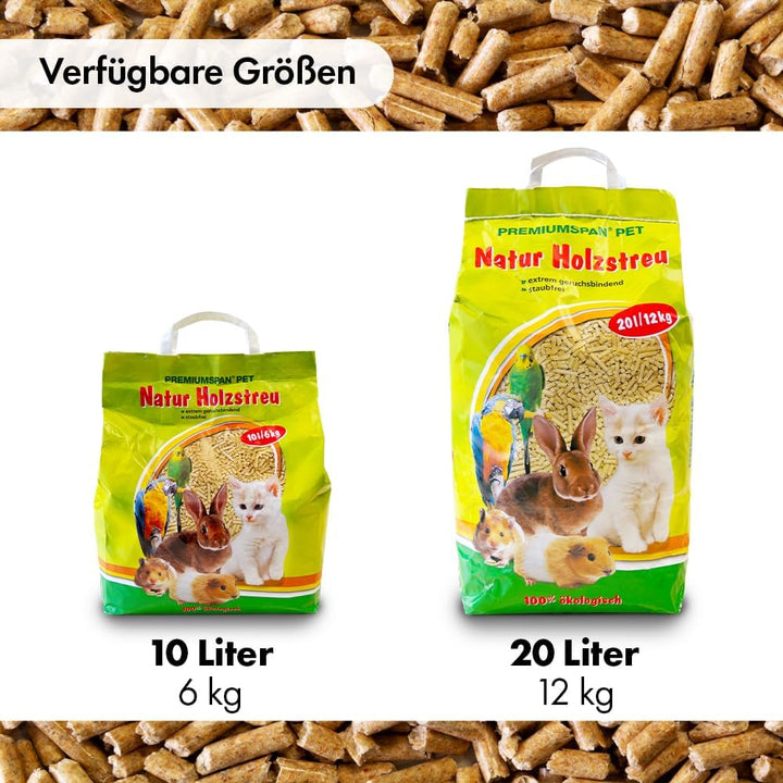 Kleintierpellets Naturholz-Pellets als Einstreu - 10 oder 20 Liter- Kleintierstreu für Hamster, Kani