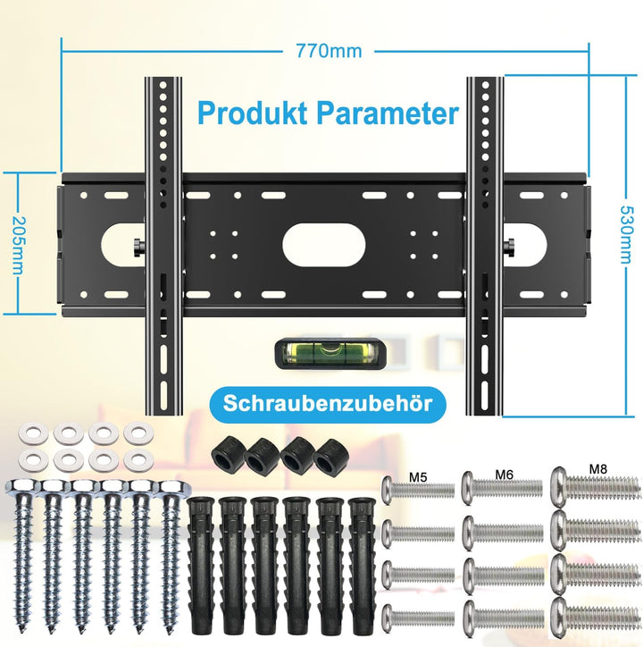 JXMTSPW TV Wandhalterung Neigbare für 42-85 Zoll, Universal TV Halterung LCD LED OLED Flach Curved T