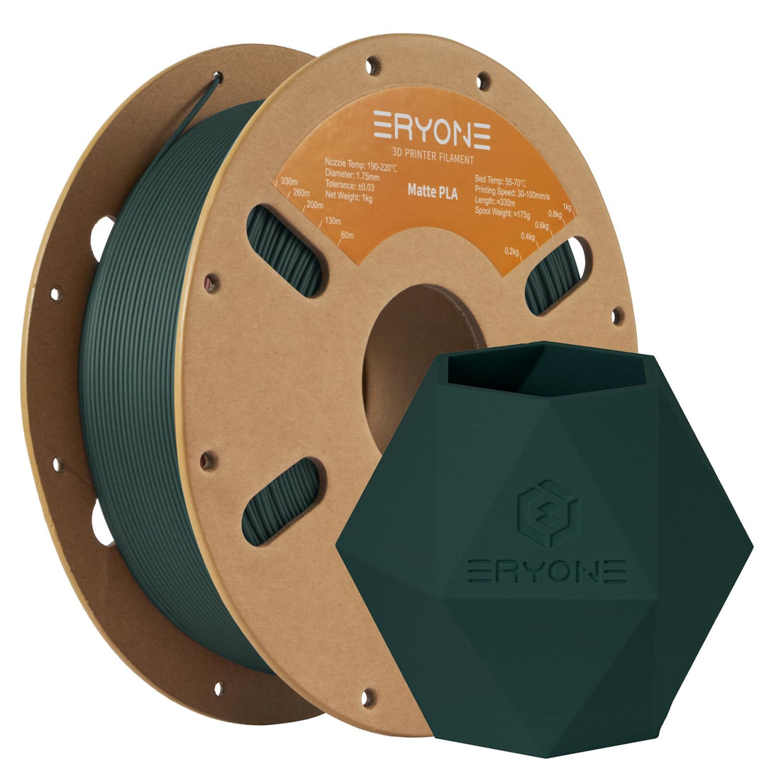 ERYONE Matte PLA 3D Drucker Filament 1.75mm, Massgenauigkeit +/- 0.03 mm, 1 kg 1 Spule, Matte Schwar
