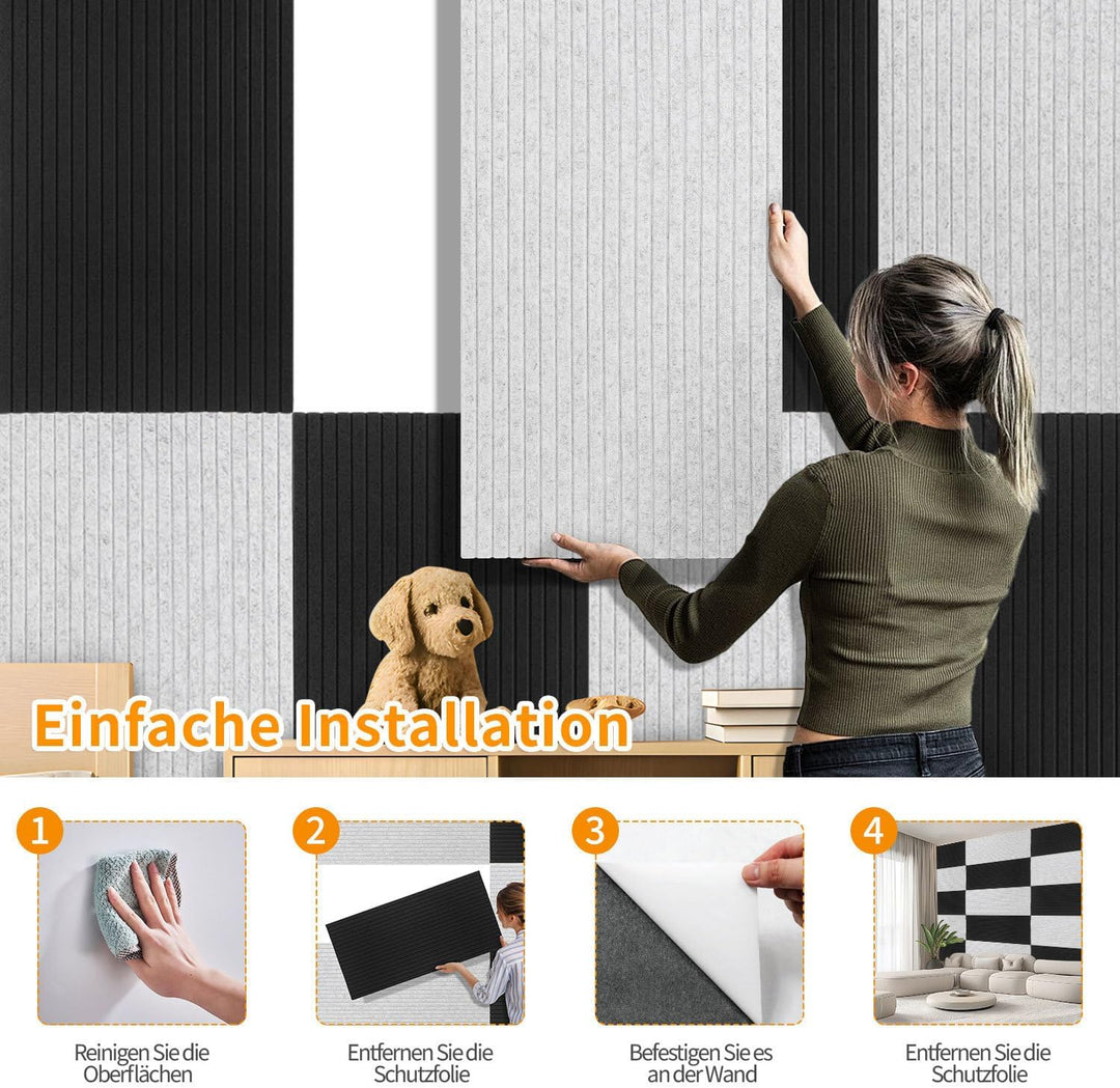 2.88㎡ Akustikpaneele 120x60 cm 4er Selbstklebend Akustikplatten Schallschutzplatten für Homeoffice &