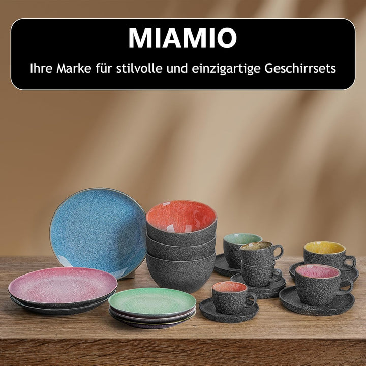 MIAMIO - 6er Set, 21 cm Speiseteller, Keramik-Teller, Küchenteller, Tellersets - Teller, mikrowellen