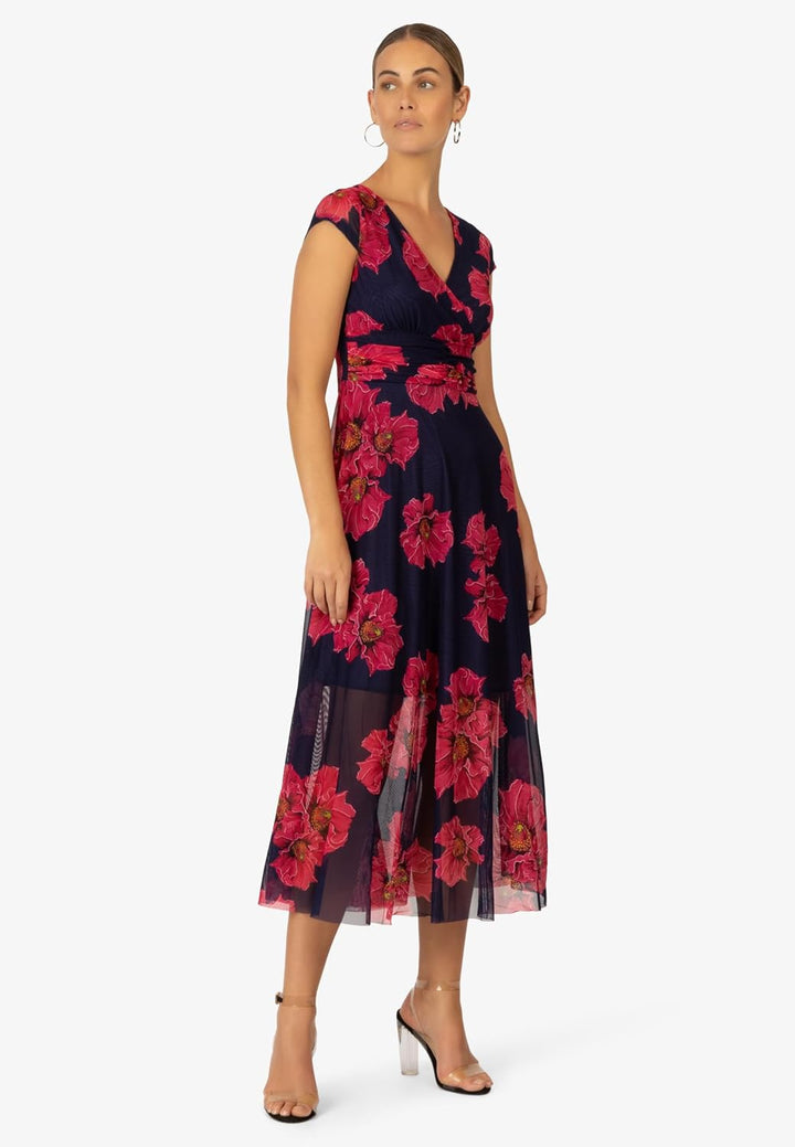Mint & Mia Damen Schönes Kleid Dress 34 Navy-rot, 34 Navy-rot