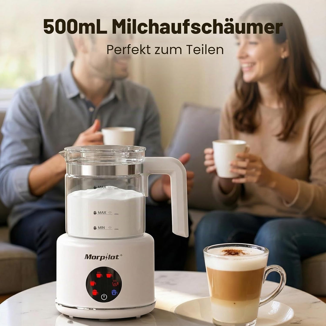 Morpilot Milchaufschäumer Elektrisch, 6 in 1 Milchschäumer für Milchschaum heiss und kalt, heisser S