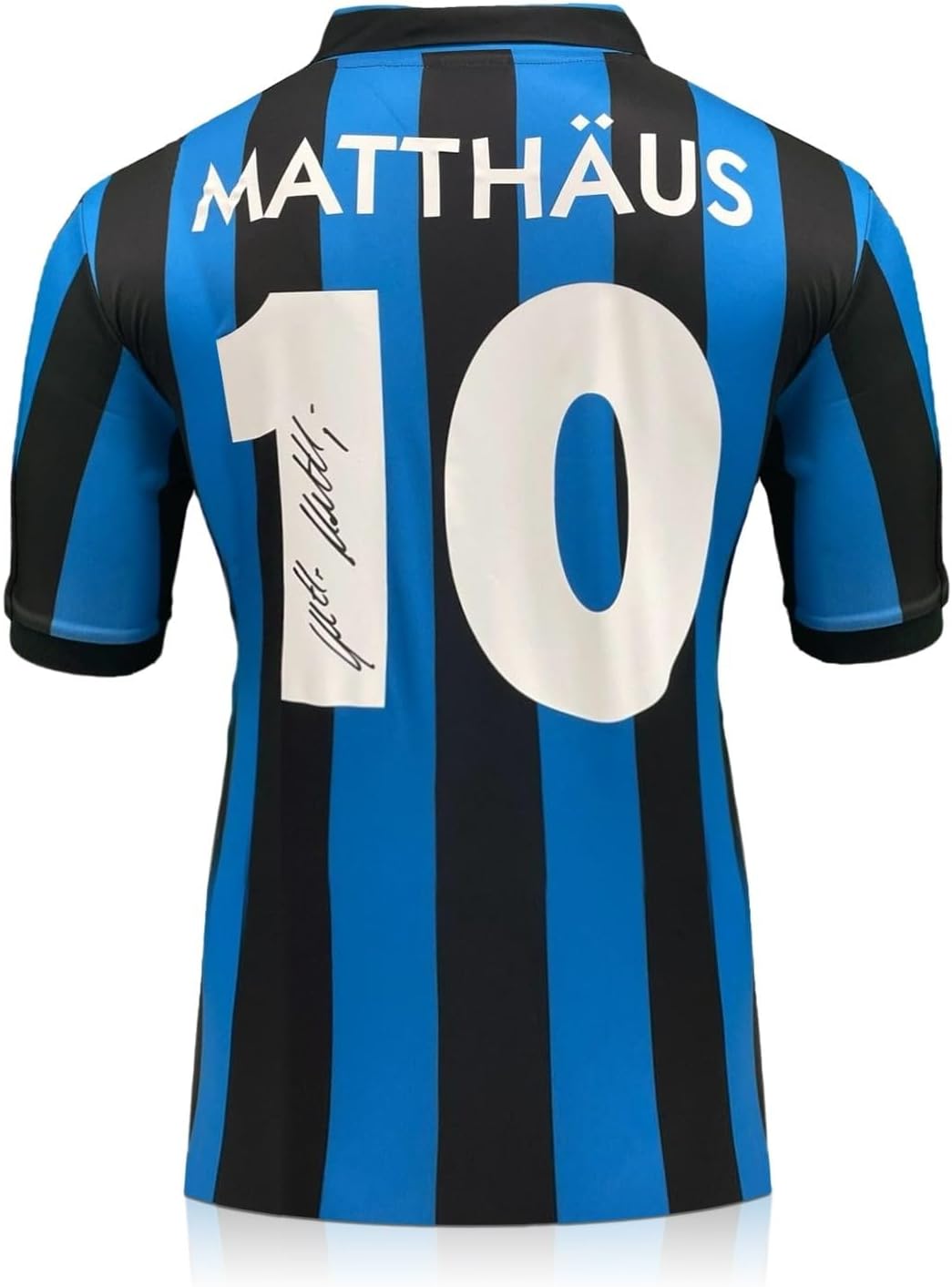 Signiertes Inter Mailand-Trikot von Lothar Matthäus. Hochwertiger Rahmen