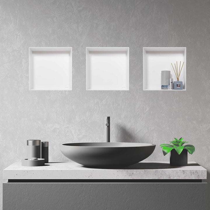 Balneo Wall-Box NO Rim wandnische dusche Edelstahl Duschnische 30x30x10 cm, weiss, wasserdicht, Nisc