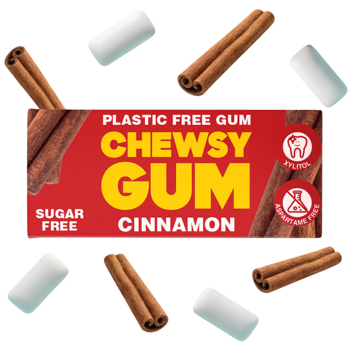 Chewsy Zimt | natürlicher, plastikfreier Kaugummi | zuckerfrei + aspartamfrei | mit 100% Xylitol ges