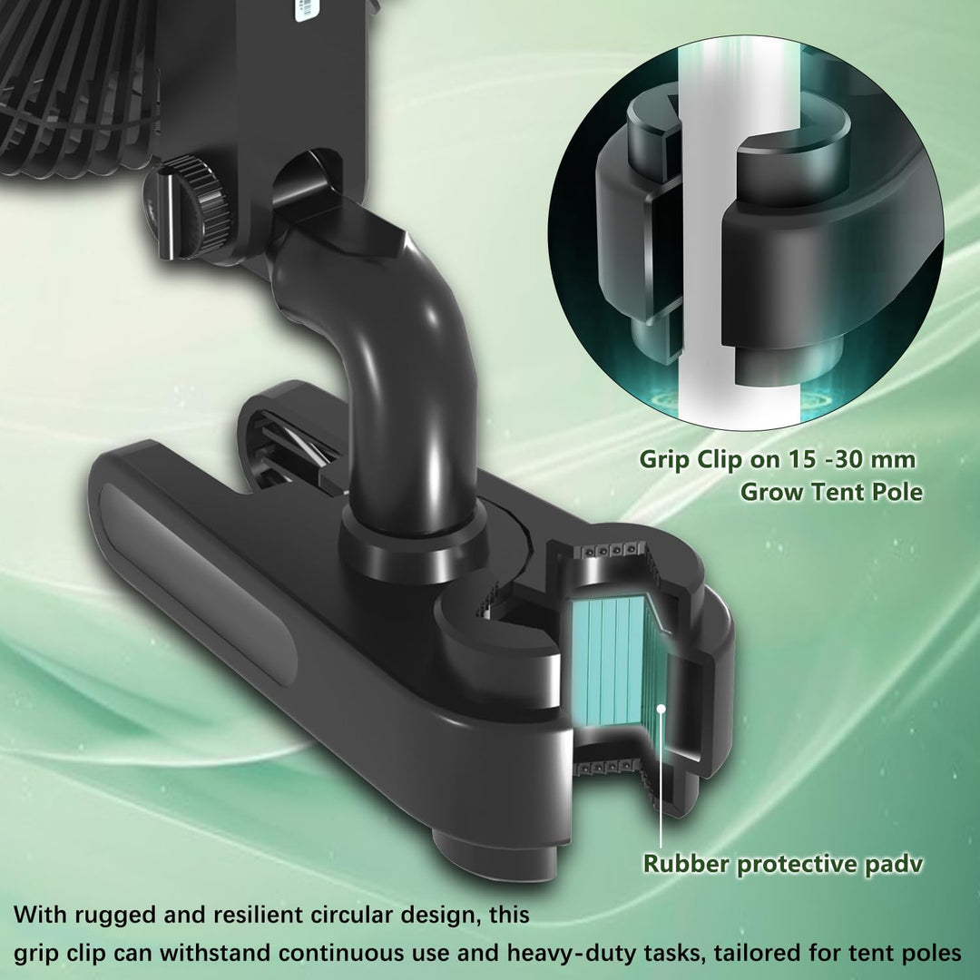 10W Grow Ventilator mit Clip, Automatische Oszillation,EC-Motoren mit 10-Geschwindigkeiten, Schutzar