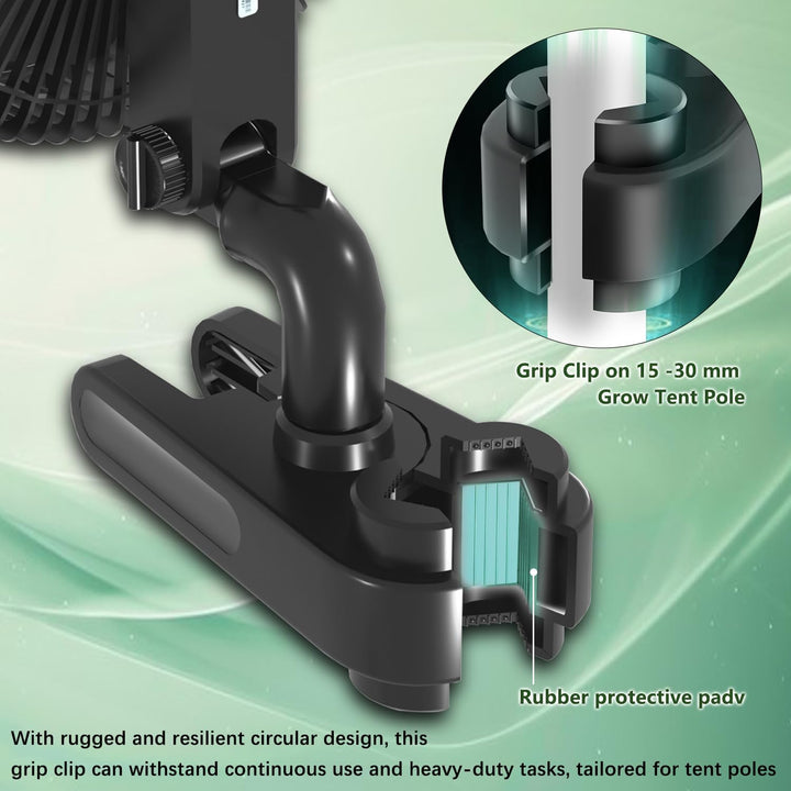 10W Grow Ventilator mit Clip, Automatische Oszillation,EC-Motoren mit 10-Geschwindigkeiten, Schutzar