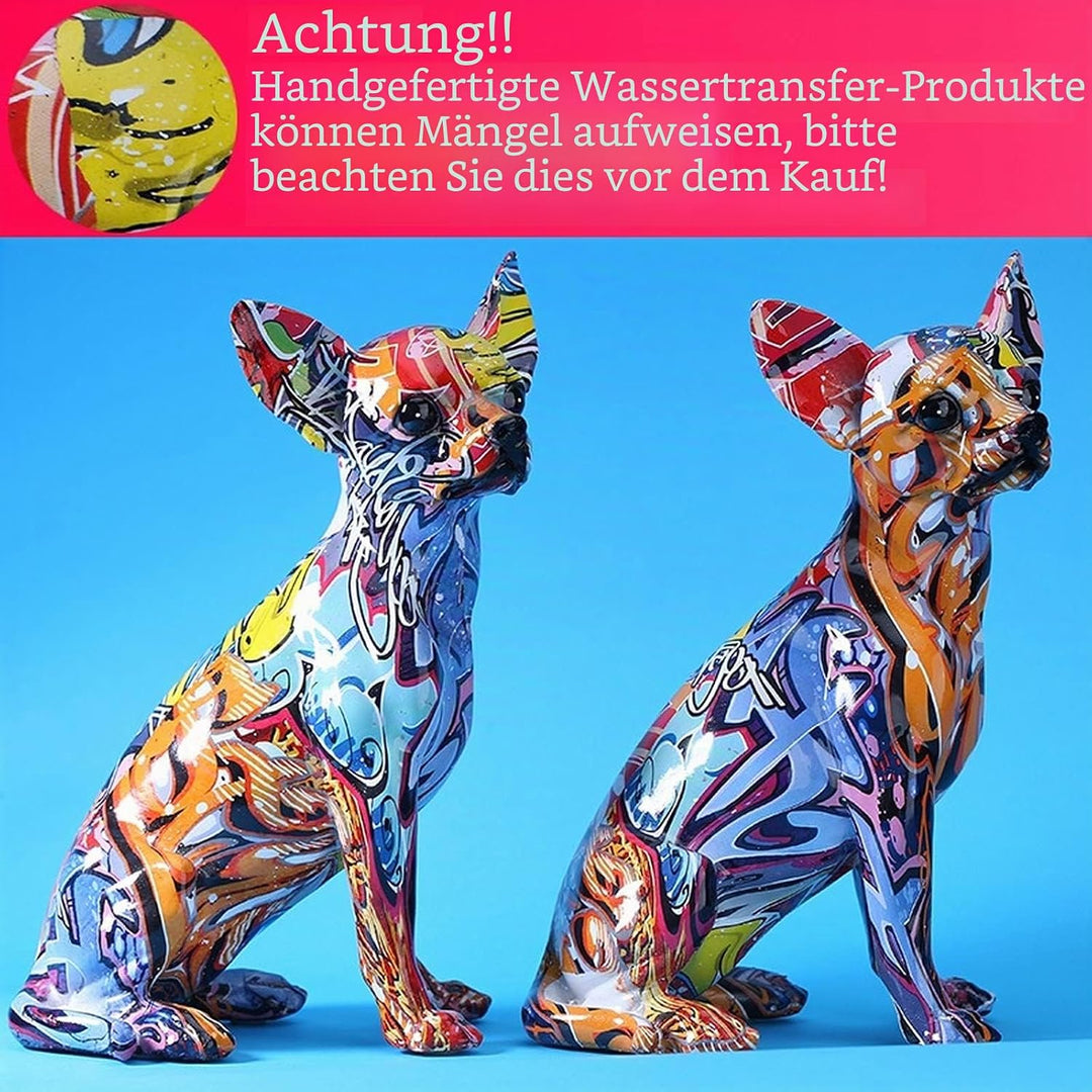 suruim Bunt Chihuahua Figur Deko, Bulldogge, Chihuahua, Hund, Statue, Wohnzimmer, Ornamente, Haus, E