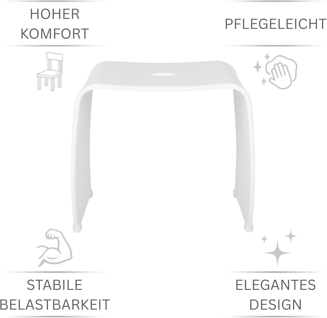 Libaro Badhocker Meran XL – weisser Acrylhocker mit extra grosser Sitzfläche – moderner Duschhocker