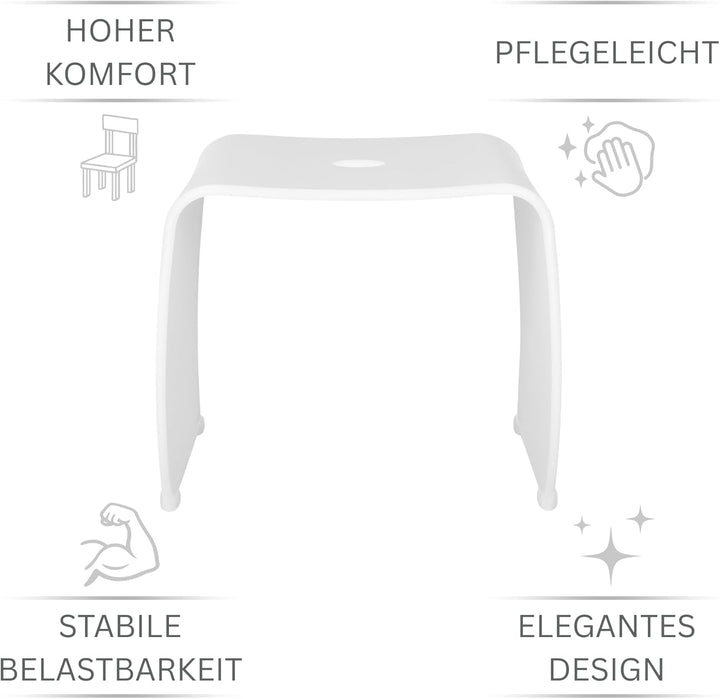 Libaro Badhocker Meran XL – weisser Acrylhocker mit extra grosser Sitzfläche – moderner Duschhocker