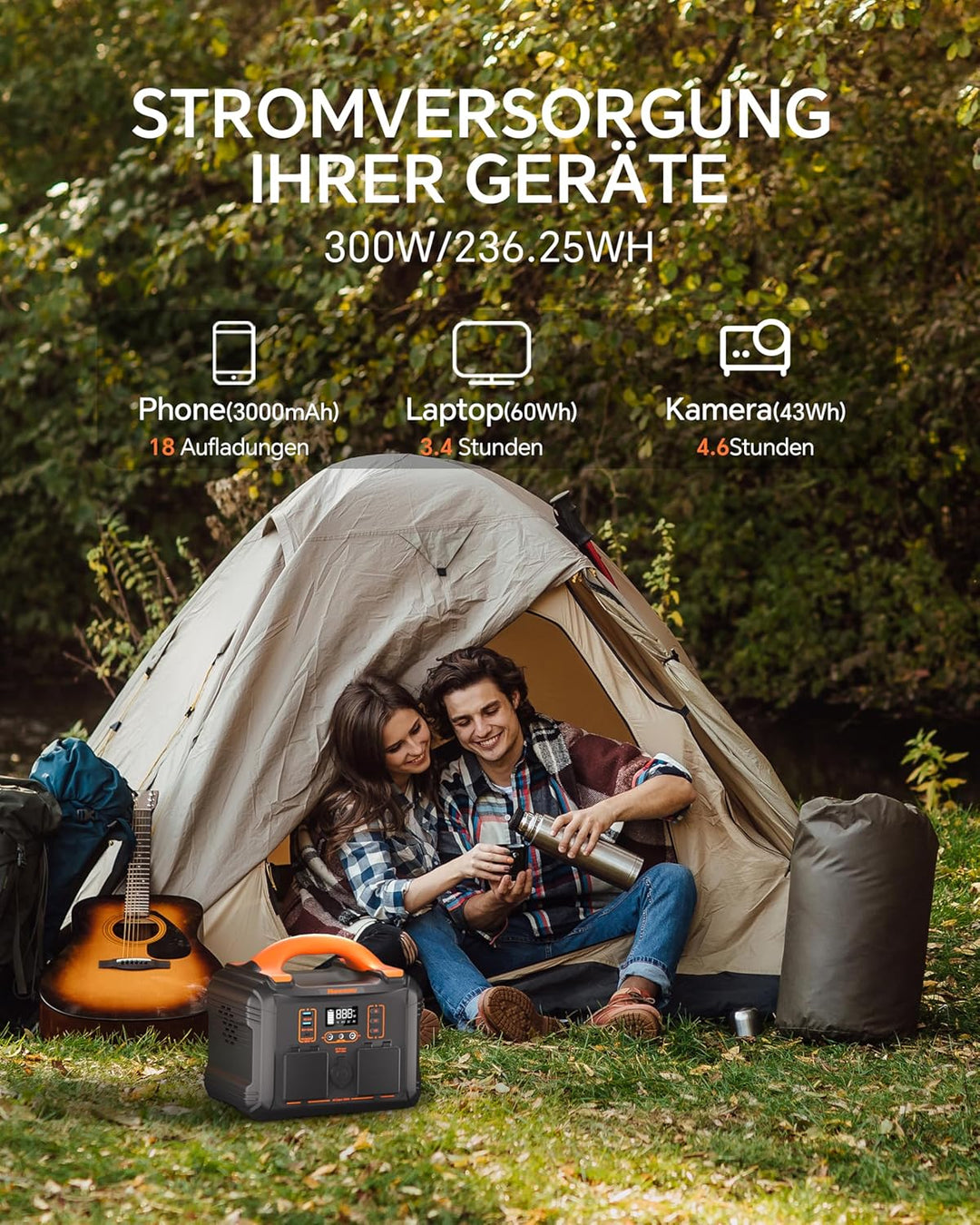 Newsmy Tragbares Powerstation 300W/230V x 2 Wechselstromausgang (600W Peak) Pure Sinuswelle 236.25WH