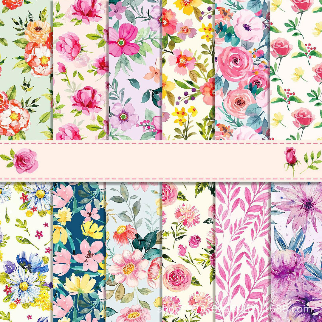 Florales Muster Scrapbook Papier, 30x30 cm, 24 Blatt/12 Designs Doppelseitiges Bastelpapier, Decoupa