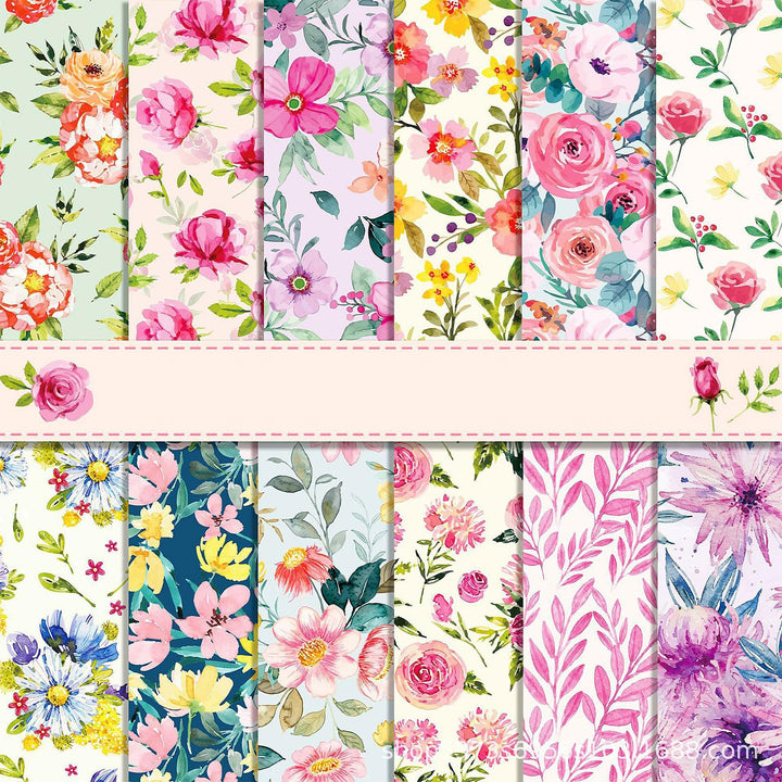 Florales Muster Scrapbook Papier, 30x30 cm, 24 Blatt/12 Designs Doppelseitiges Bastelpapier, Decoupa