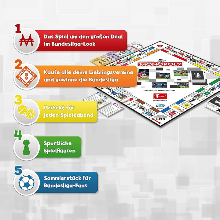 Winning Moves Monopoly Bundesliga Edition - Monopoly Spiel für Fans - Familienspiele Strategie Brett