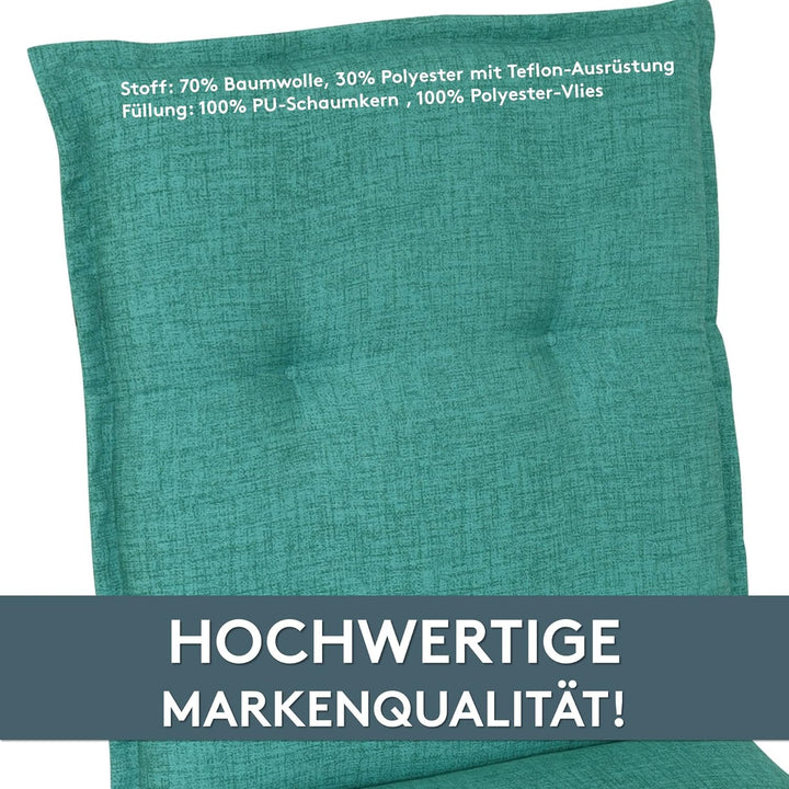 LILENO HOME Gartenstuhl Auflagen als [1er Set - Niedriglehner] in Türkisgrün - Bequeme Liegen als Si