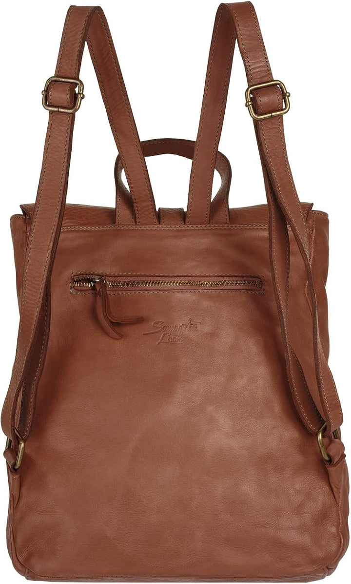 Samantha Look Rucksack Echt Leder Damen - 021380 Cognac, Cognac