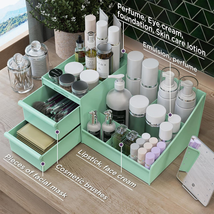 Make Up Kosmetik Organizer mit Schubladen, Makeup Organizer Aufbewahrung Kosmetikbox für Waschtische
