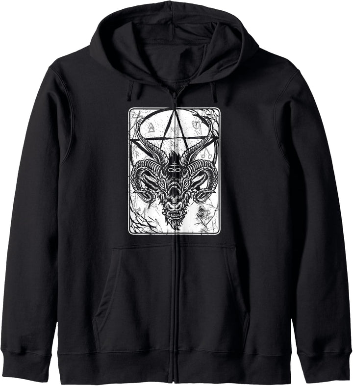 Satan 666 Baphomet Antichrist Luzifer Ziegen Baphomet Goth Kapuzenjacke