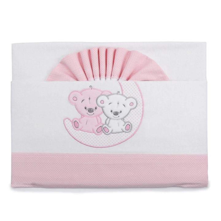 PEKITAS Bebe Flanell-Bettwäsche-Set, 3-teilig, für Kinderbett, 60 x 120 cm, 100% Baumwolle, Rosa, he