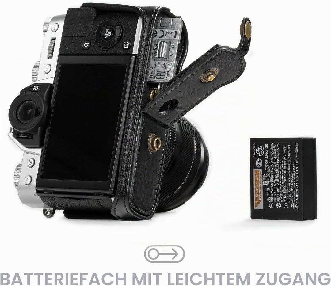 MegaGear MG981 Ever Ready Leder Kamera-Case mit Trageriemen kompatibel mit Fujifilm X-T30, X-T20, X-