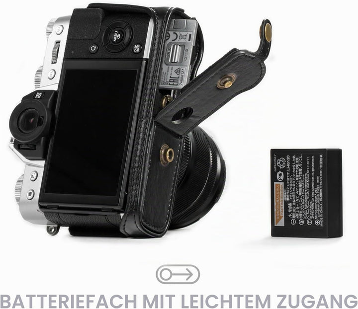 MegaGear MG981 Ever Ready Leder Kamera-Case mit Trageriemen kompatibel mit Fujifilm X-T30, X-T20, X-