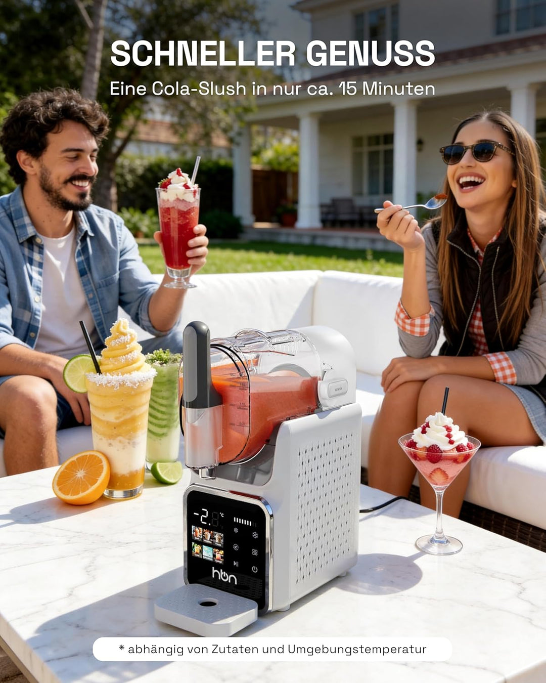 HBN Slush Maschine 2L Softeismaschine für Zuhause mit Selbstreinigende, kein Eis nötig, 6 Programme