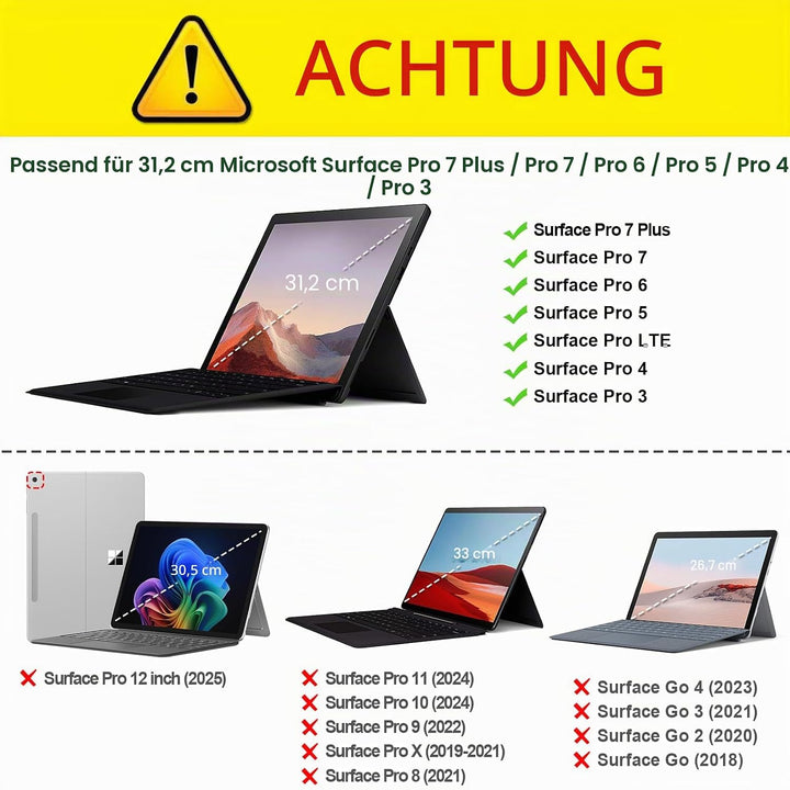 Fintie Hülle für Microsoft Surface Pro 7+ / 7/6 / 5/4 / 3 - Multi-Sichtwinkel Kunstleder Tasche Schu