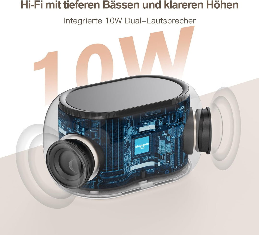 ANJANK Digitaler Radiowecker 4-in-1 mit Bluetooth Lautsprecher, Wecker mit 7 Farben Nachtlicht, UKW