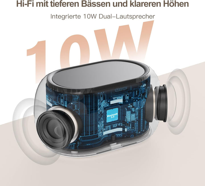 ANJANK Digitaler Radiowecker 4-in-1 mit Bluetooth Lautsprecher, Wecker mit 7 Farben Nachtlicht, UKW