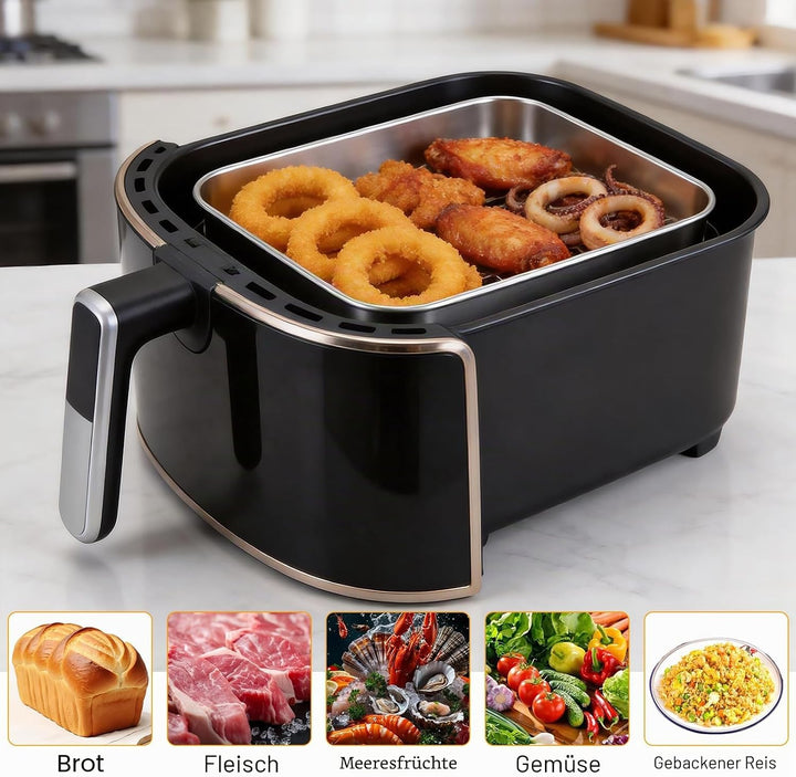Zocipro 6 Stück Auflaufform Airfryer Edelstahl 304, Airfryer Zubehör mit 2 Schale, 2 Abtropfsieb &amp; A
