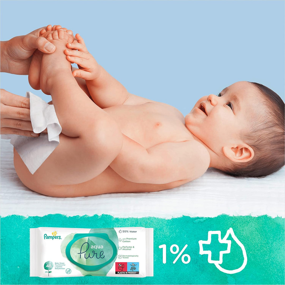 Pampers Baby Feuchttücher Harmonie, Aqua Pure, 144 Tücher (3 x 48), Alte Version, 144 stück (1er Pac