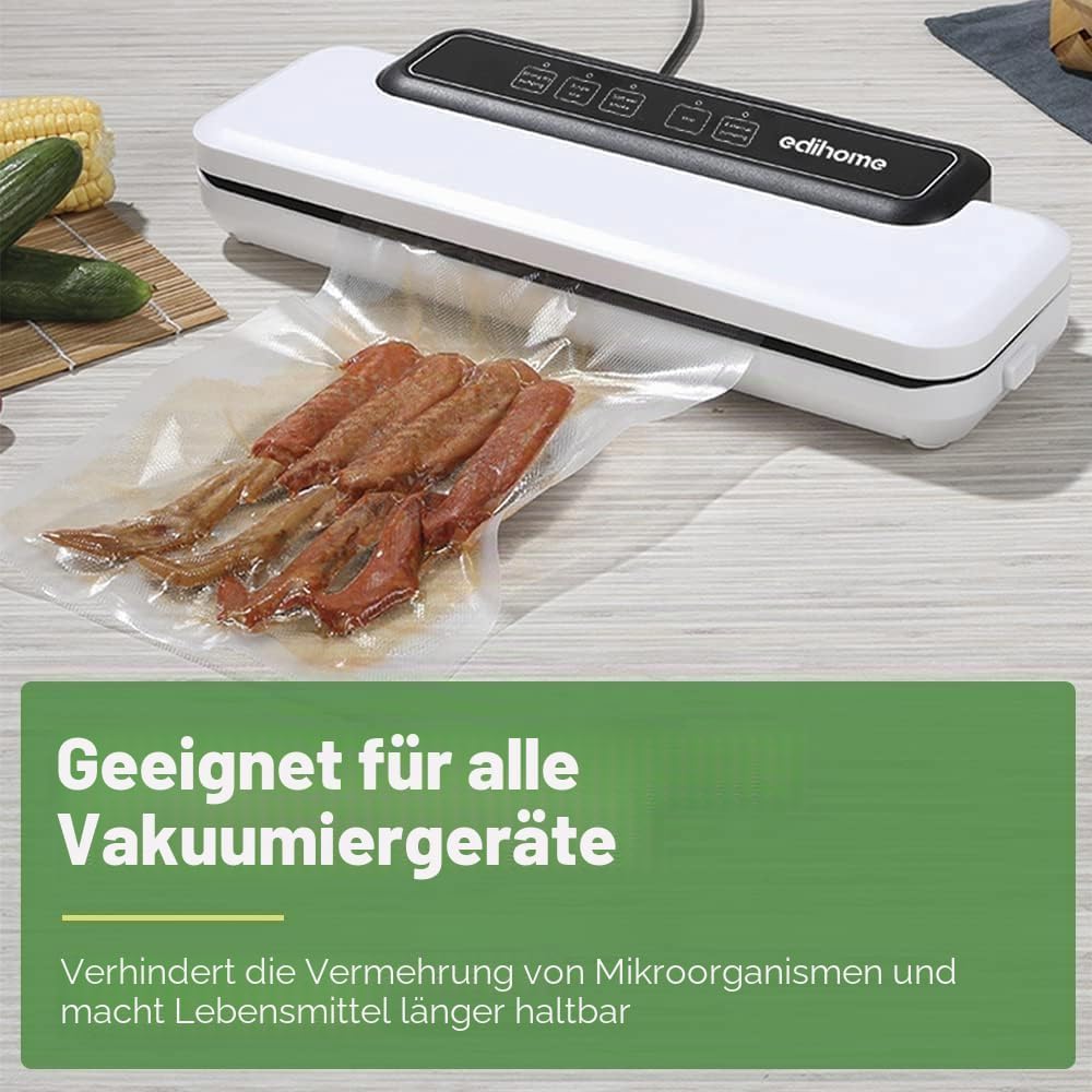 Edihome, Vakuumierbeutel, Set 6 Rollen, 20x300cm + 28x300cm, Sous Vide, BPA frei, nicht Wiederverwen