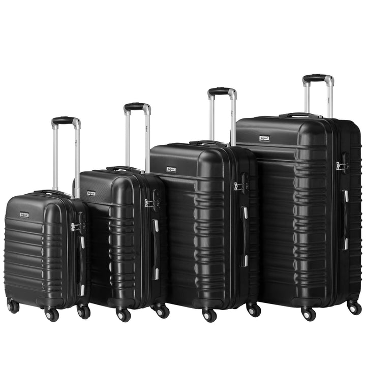 Zelsius Koffer Set 4 Stück, Schwarz | ABS Hartschalenkoffer mit Zahlenschloss, 4 Rollen und Innen Tr