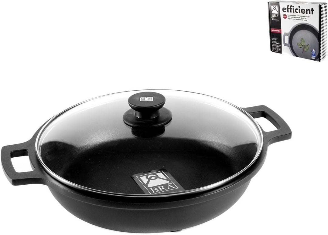 BRA Kochtopf, flach, aluguss, Schwarz, 24 cm Ohne Zubehör 24 cm, Ohne Zubehör 24 cm