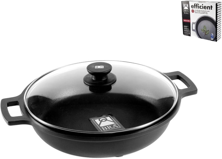 BRA Kochtopf, flach, aluguss, Schwarz, 24 cm Ohne Zubehör 24 cm, Ohne Zubehör 24 cm