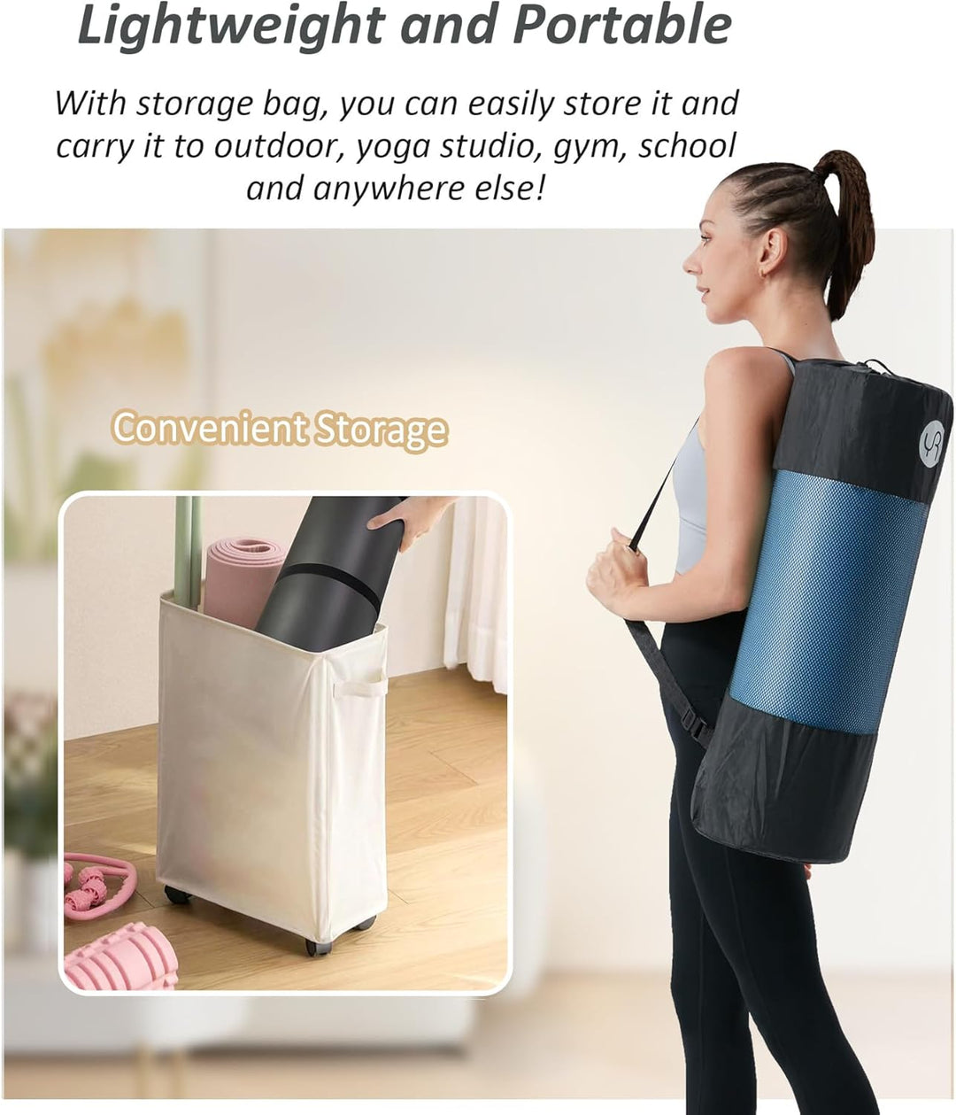 NBR Yogamatte 195×61cm 20mm Dicke Fitness Matte Gymnastikmatte für Pilates Gym Workout Zuhause mit T