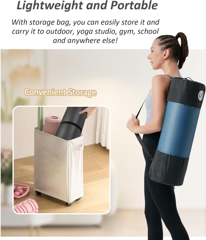 NBR Yogamatte 195×61cm 20mm Dicke Fitness Matte Gymnastikmatte für Pilates Gym Workout Zuhause mit T
