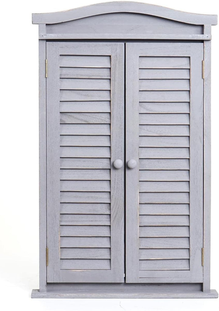 Mendler Wandspiegel Badspiegel Badezimmer Spiegelfenster mit Fensterläden, 71x46x5cm - Shabby grau,