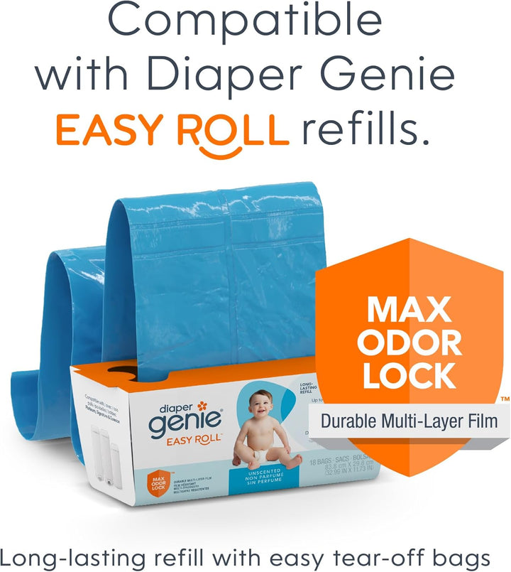 Diaper Genie Signature Geschenkset | Inklusive Easy Roll Nachfüllung mit 48 Beuteln | Für bis zu 225