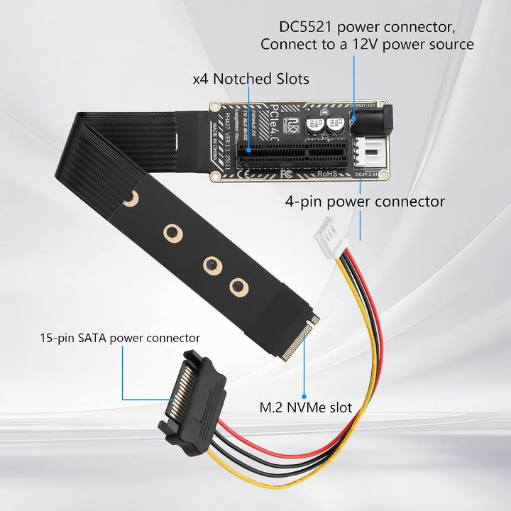 GINTOOYUN M.2 NVME zu PCIE X4 Grafikkarte Erweiterungskarte Mainboard M.2-M Schlüssel NVME Steckplat
