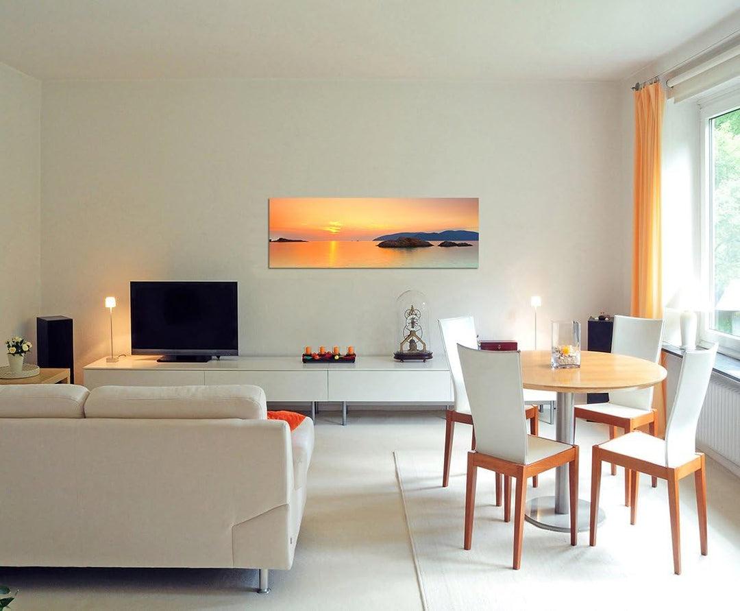 Paul Sinus Art Panoramabild auf Leinwand und Keilrahmen 120x40cm Vietnam Meer Sonnenaufgang