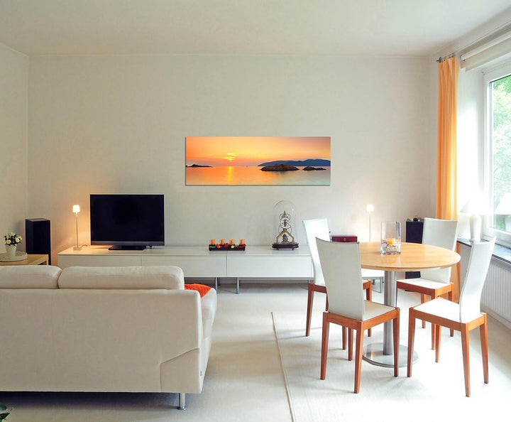 Paul Sinus Art Panoramabild auf Leinwand und Keilrahmen 120x40cm Vietnam Meer Sonnenaufgang