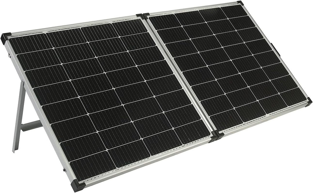 revolt Solarkoffer: Faltbares Solarpanel mit monokristallinen Zellen, 240 Watt, silber (Solarplatte,