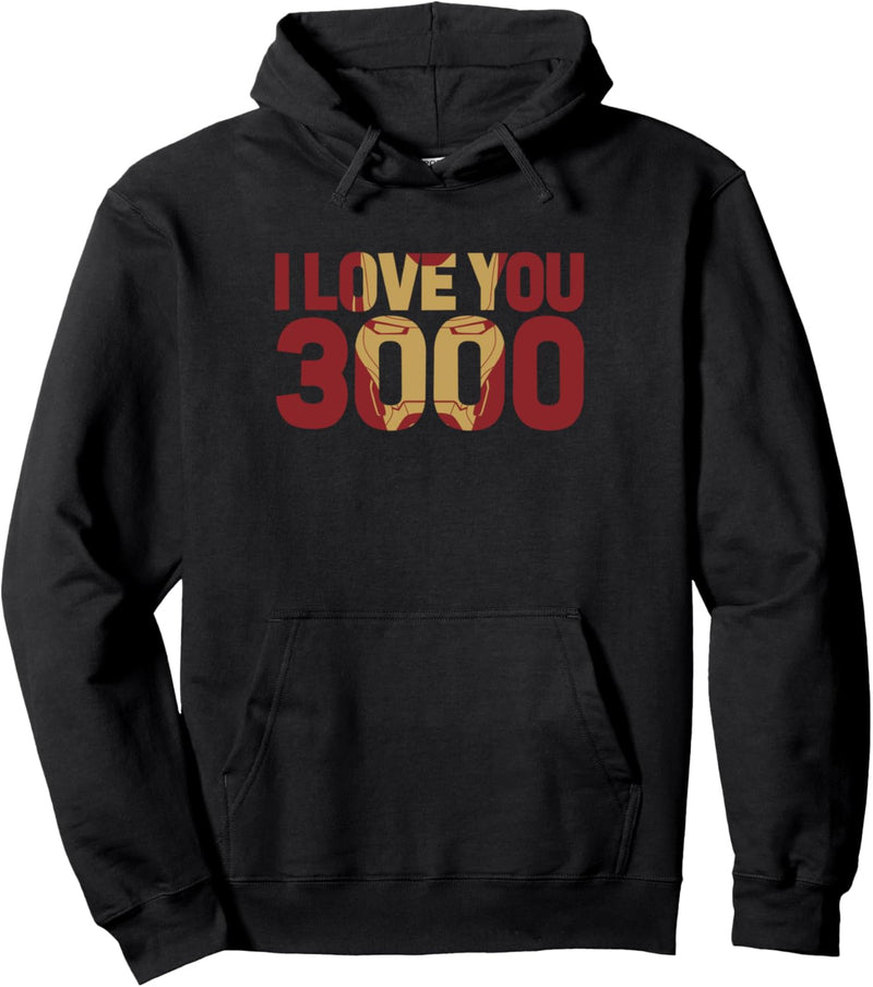 Marvel Avengers Endgame Iron Man I Love You 3000 Text Fill Pullover Hoodie