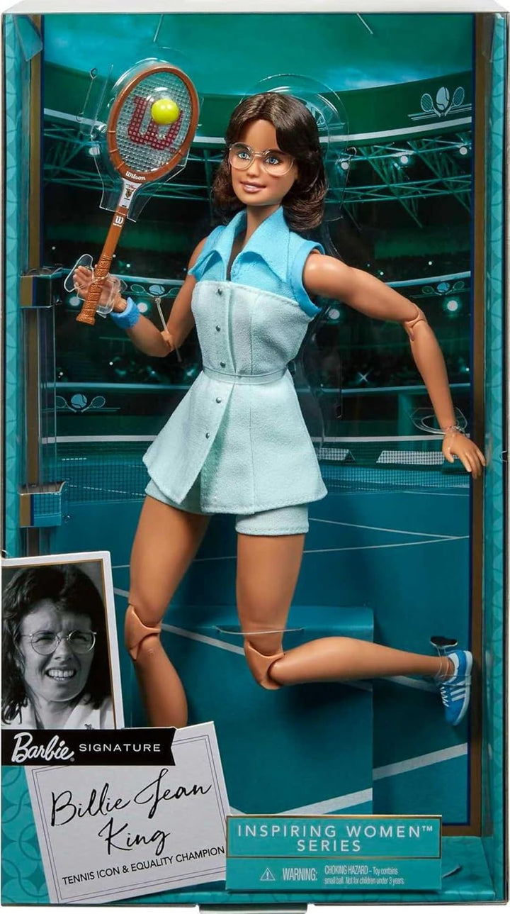 Barbie GHT85 - Sammelpuppe Billie Jean King aus der Inspiring Women-Serie, ca. 30cm, mit Tenniskleid