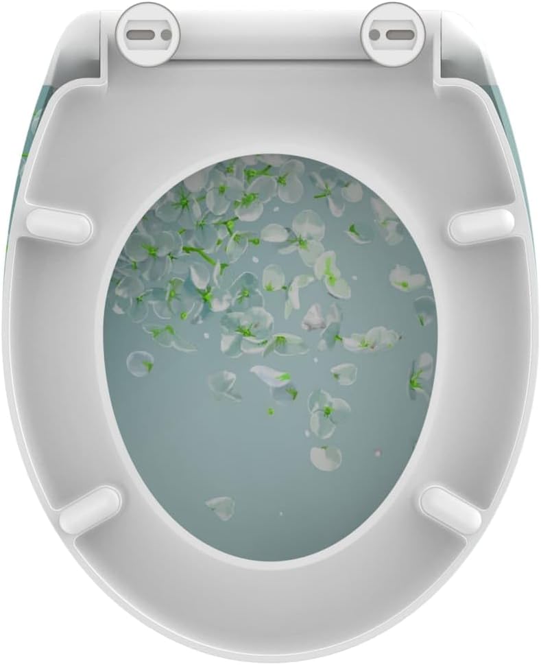 Schütte WC-Sitz WIND FLOWER mit Absenkautomatik, Toilettendeckel mit Motiv und Schnellverschluss für